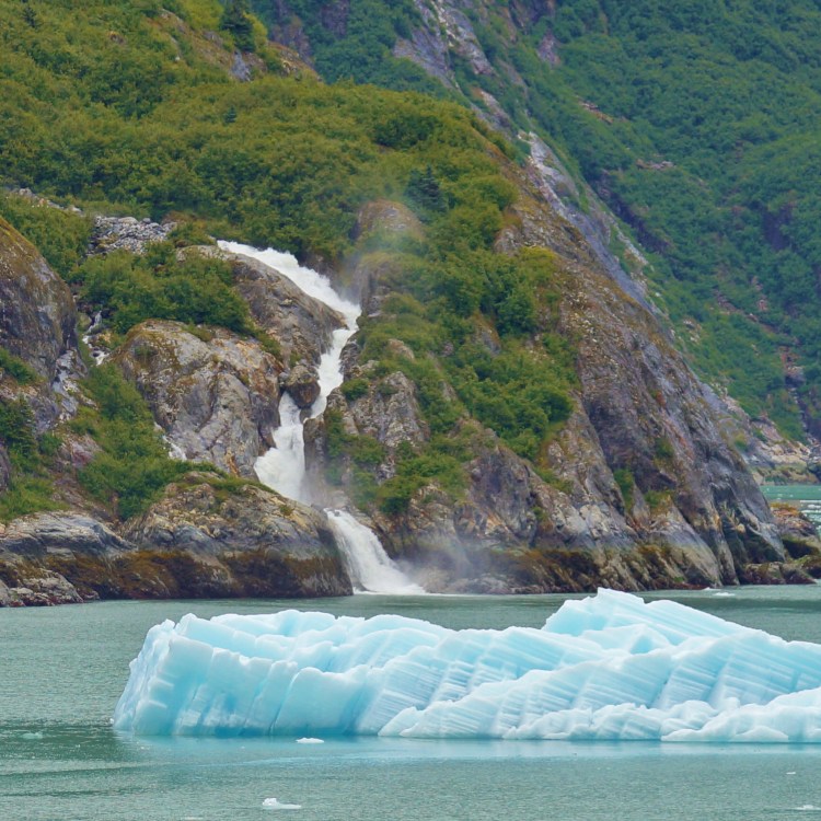 An iceberg and a waterfall