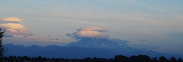 Mt. Rainier and puffy clouds