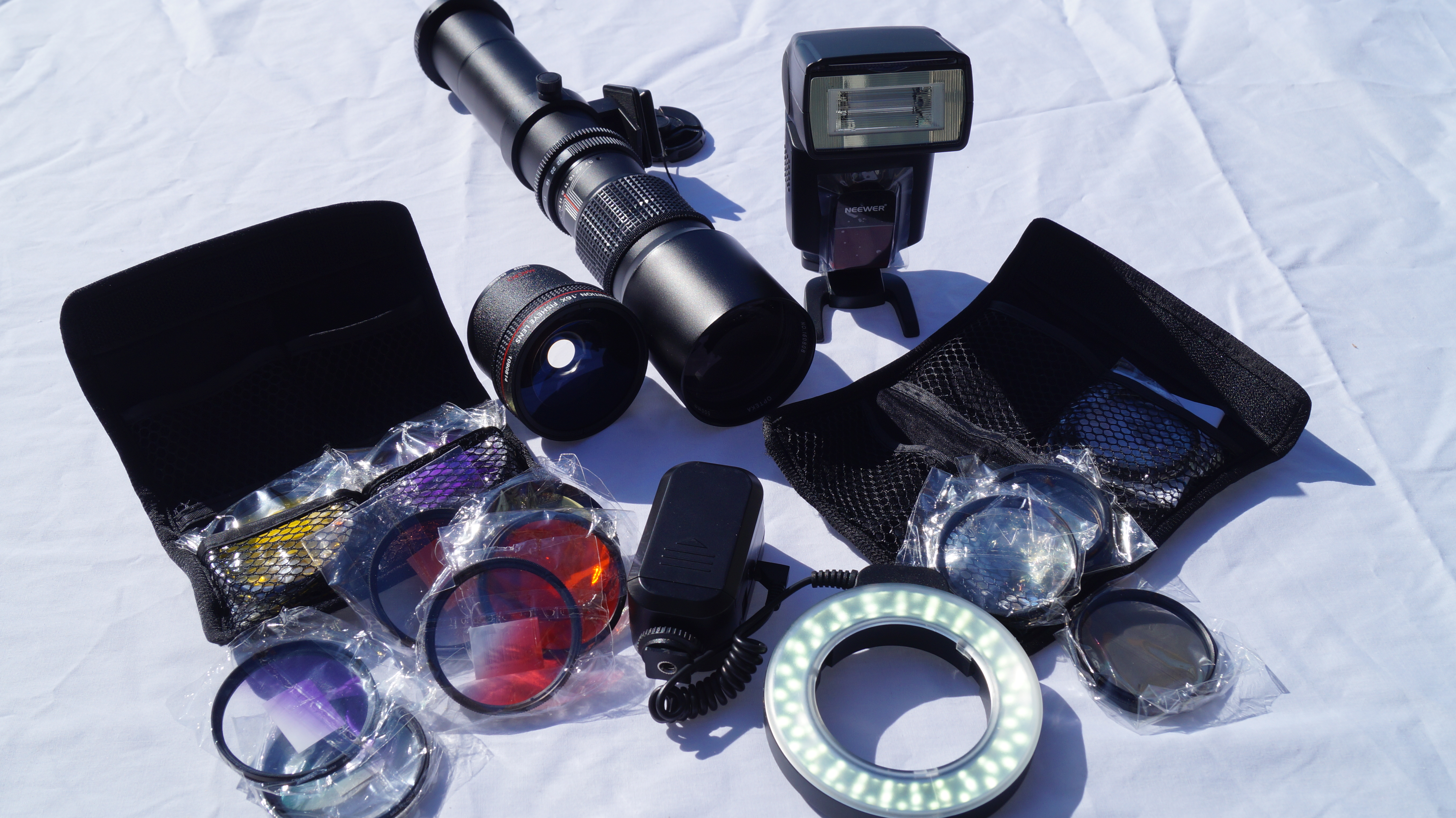 An array of affordable photography equipment