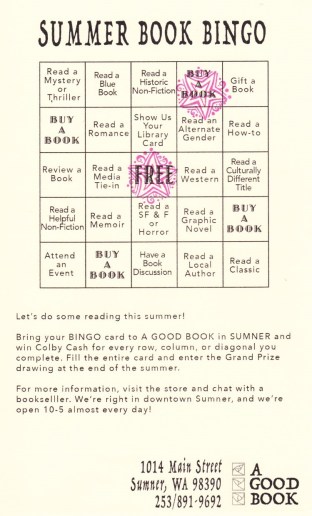 A Good Book Summer Bingo Card