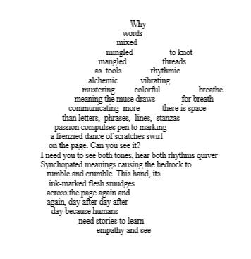 Shape poem in the shape of a hand