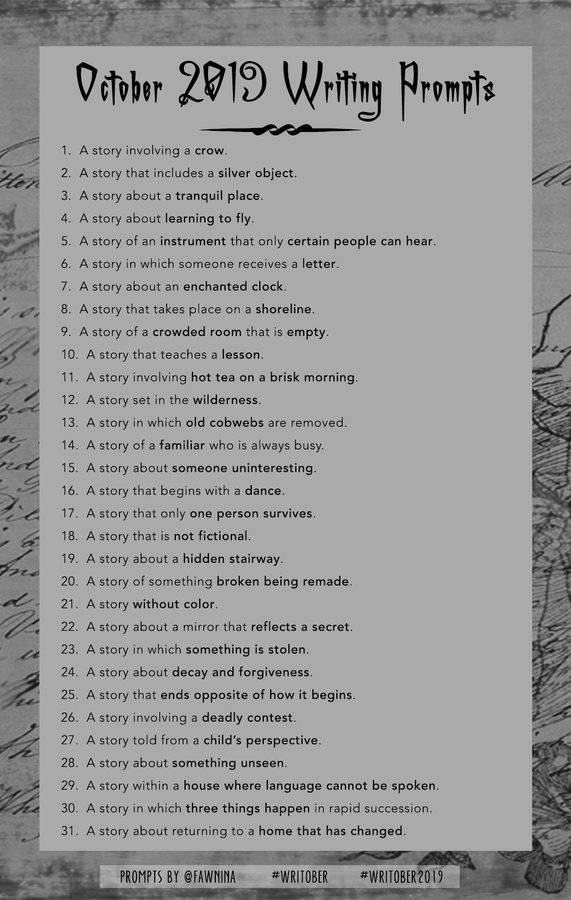 Writober Writing Prompts