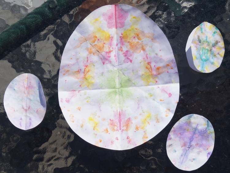 Rorschach Easter eggs cut after