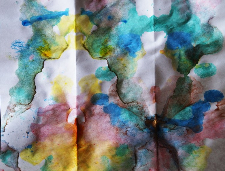 double ink blot with acrylic paint